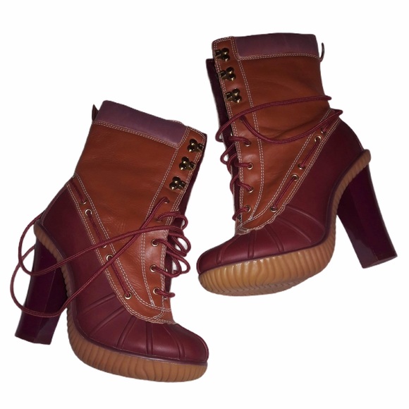 high heel duck boots